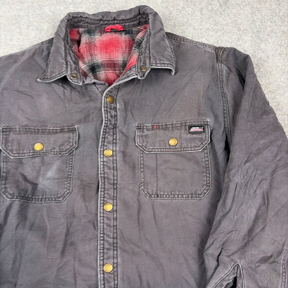 Dickies Jacket Mens XL Gray Flannel Lined Duck Canvas Workwear Detroit Utility - Picture 4 of 9